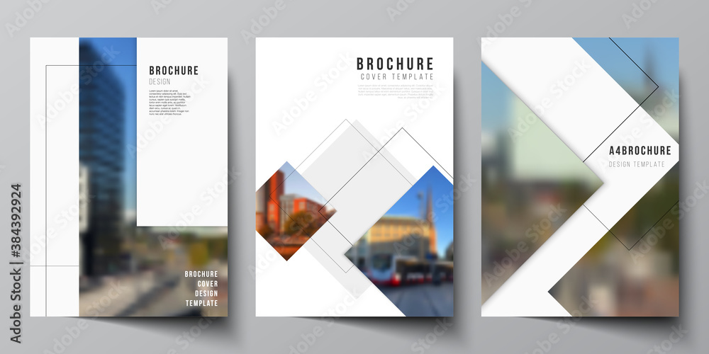 Wall mural vector layout of a4 format cover mockups design templates with geometric simple shapes, lines and ph