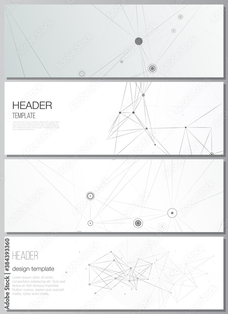 Wall mural vector layout of headers, banner templates for website footer design, horizontal flyer design, websi