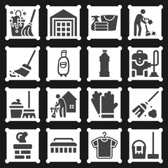 16 pack of sweeping  filled web icons set