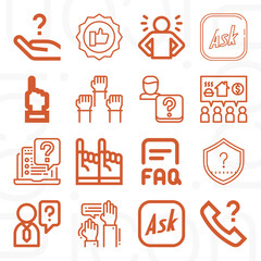 16 pack of requested  lineal web icons set