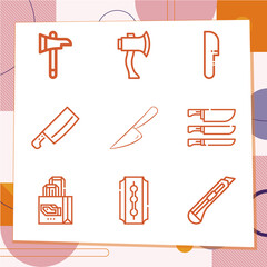 Simple set of 9 icons related to edge tool