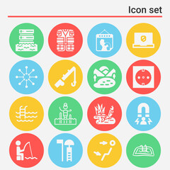 16 pack of pond  filled web icons set