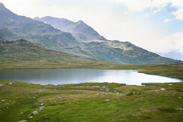 Naklejka na ściany i meble View of Lago Nero from Bernina pass