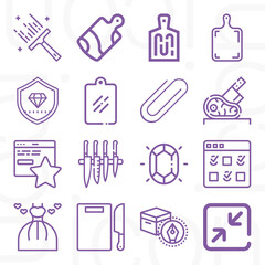 16 pack of trim  lineal web icons set