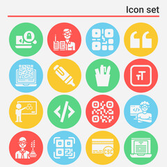 16 pack of compiler  filled web icons set