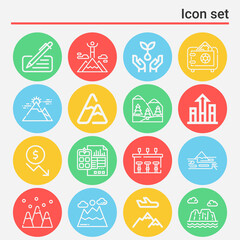 16 pack of ridge  lineal web icons set