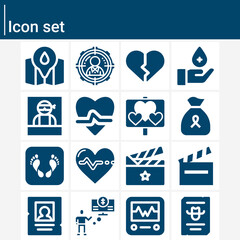 Simple set of cherished related filled icons.