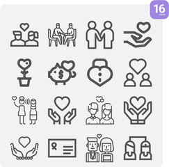 Simple set of rapport related lineal icons.