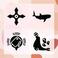 Simple set of whale related filled icons