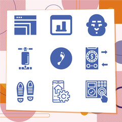 Simple set of 9 icons related to browser