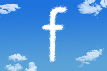 Letter f cloud shape on blue sky