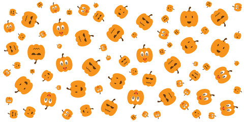 Halloween pumpkin patch doodle pattern banner background