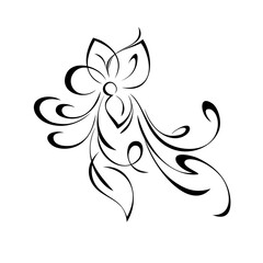 ornament 1322. decorative element with a stylized flower, leaf and curls in black lines on a white background