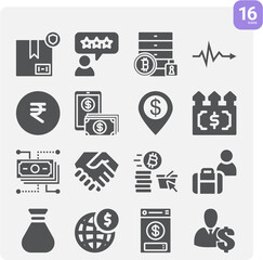 Simple set of loan related filled icons.