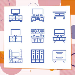 Simple set of 9 icons related to glory hole