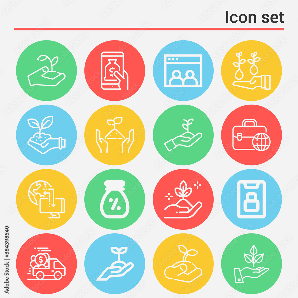 Wall mural 16 pack of caps lineal web icons set