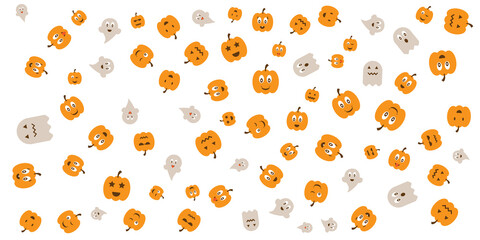 Halloween doodle seamless pattern