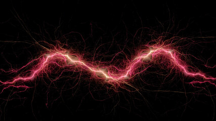 Red lightning, abstract plasma background