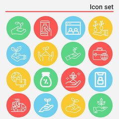 16 pack of caps  lineal web icons set