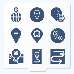 Simple set of 9 icons related to placing