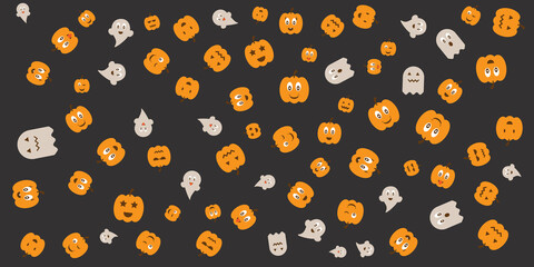 Halloween doodle seamless pattern
