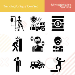 Simple set of injuries related filled icons.