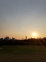 sunset over the city