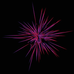 Fototapeta premium Realistic&nbsp;Colourful fireworks. &nbsp;Vector illustration. Dynamic style. Abstract explosion, speed motion lines from the middle. Vector illustration.