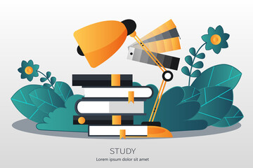 Education, training, on line tutorial, e-learning concept.Knowledge concept. Flat vector illustration.