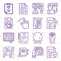 16 pack of shrink  lineal web icons set