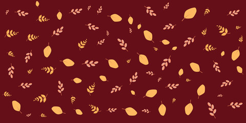 Collection of autumn background set with leaves, maple, acorn, frame. Editable seamless doodle pattern vector illustration for birthday invitation, postcard and website banner