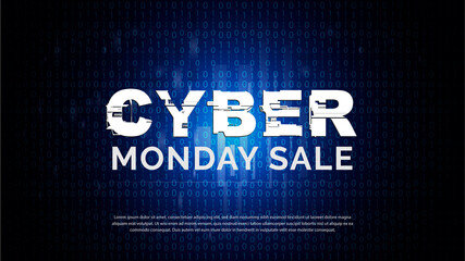 Cyber Monday sale banner design, Glitch text Cyber Monday sale banner