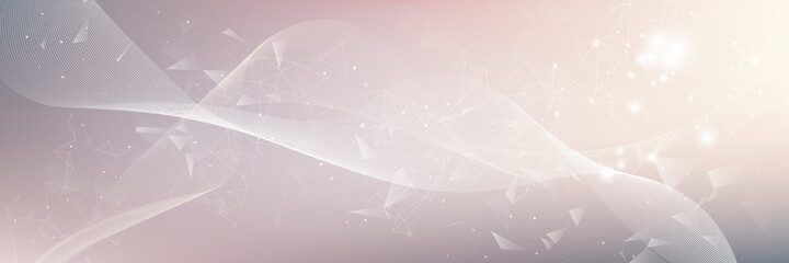 Wave flow background for science or medical concept design. Polygonal science background with connecting dots and lines.