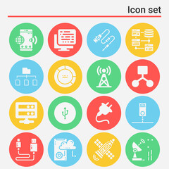 16 pack of collagen  filled web icons set