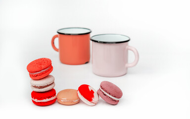 Sweet and colourful french macaroons or macaron