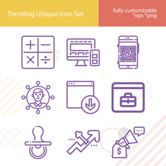 Simple set of development related lineal icons.