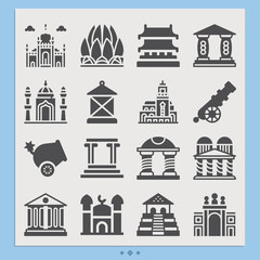 Fototapeta premium Simple set of mosque related filled icons.
