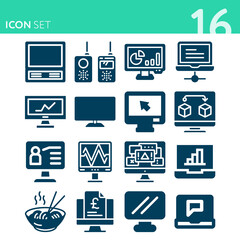 Simple set of 16 icons related to electronic fetal