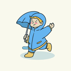 Kids playing when a rainy day
