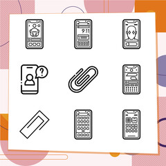 Simple set of 9 icons related to cycles