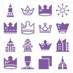 16 pack of monarchy  filled web icons set