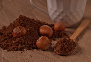 Ground coffee with hazelnut