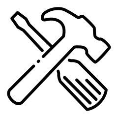 Pixel perfect hammer screwdriver maintenance tool line icon. vector illustration