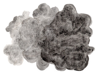 Black watercolor spot on a white background. Abstraction.Smoke