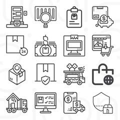 16 pack of merchant marine  lineal web icons set