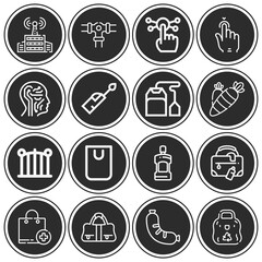 16 pack of metal  lineal web icons set