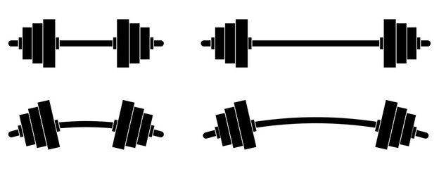 Naklejka na ściany i meble Set of dumbbells and barbells for the gym. Black icon for fitness and sports center. Barbell and dumbbells logo design. Vector illustration, EPS10.