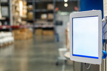 tablet pc against manager using digital tablet in warehouse.