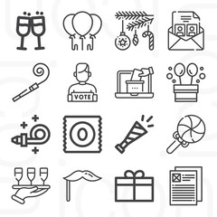 16 pack of voter  lineal web icons set