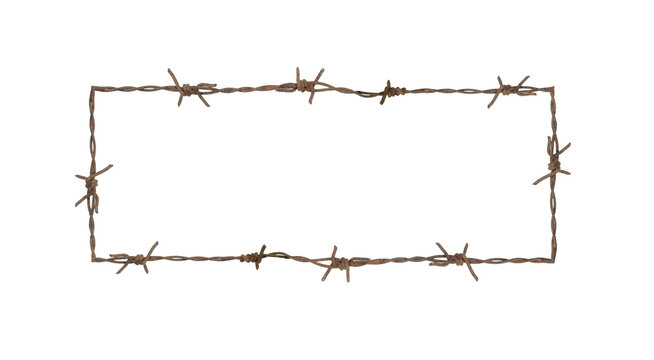 Rusty barbed wire isolated on a white background